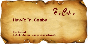 Havér Csaba névjegykártya